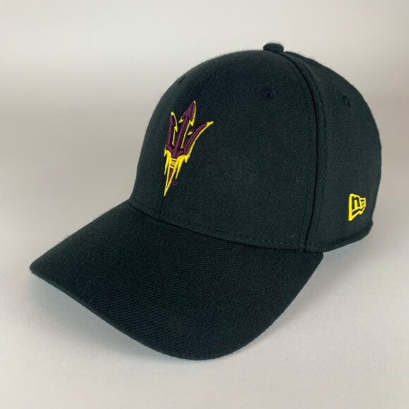 Arizona State Sun Devils NCAA Black New Era 39Thirty Stretch Fitted Hat Mens M/L - Picture 1 of 5